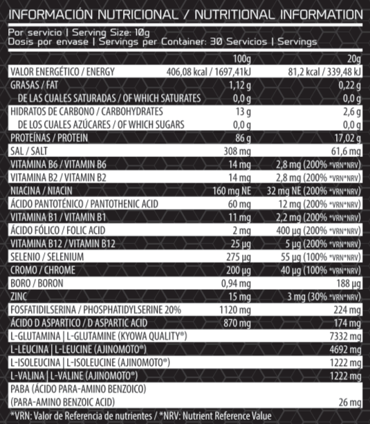 RECO PRO 300g INFO NUTRICIONAL
